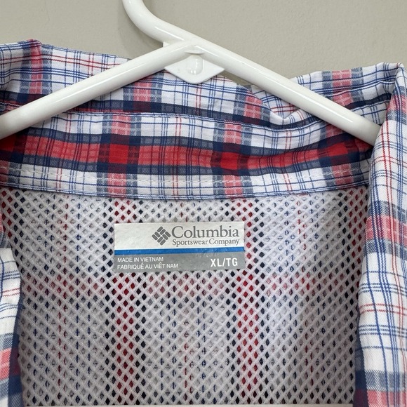 Columbia PFG Omni-shade Shirt Red Short Sleeve Button Up Vented Men's Size XL - Picture 3 of 8